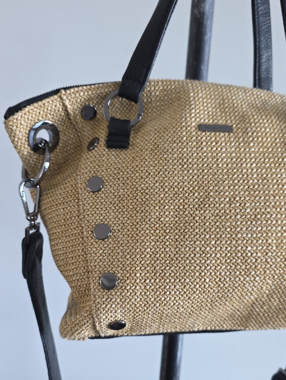 HAMMIT Daniel Chaparral Raffia Gunmetal Leather Bag - Picture 2 of 15